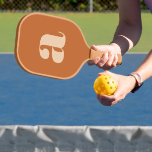 Simple Boho Terracotta Bold Retro Monogram Initial Pickleball Paddle