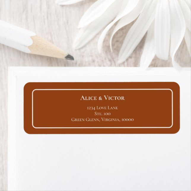 Simple Boho Terracotta Mariage Adresse de retour (En situation)