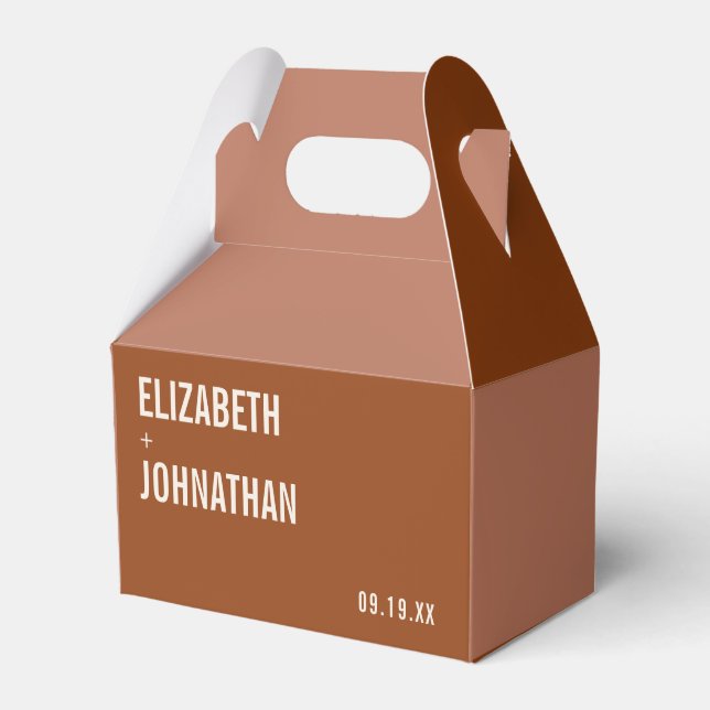 Simple Boho Terracotta Typography Wedding Favor Box (Front Side)