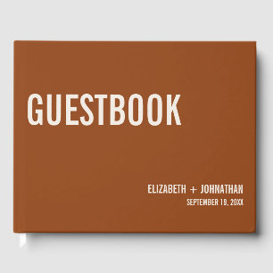 Simple Boho Terracotta Typography Wedding Guest Book