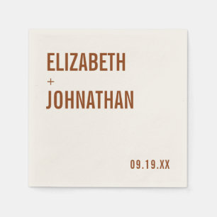 Simple Boho Terracotta Typography Wedding Napkin