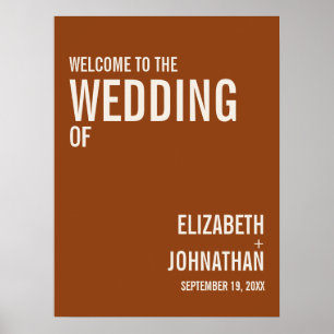 Simple Boho Terracotta Typography Wedding Welcome Poster