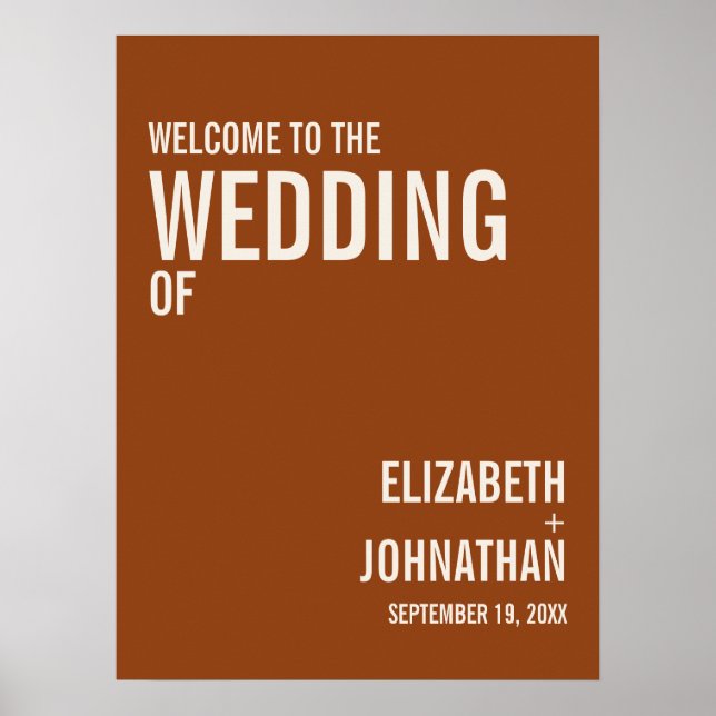 Simple Boho Terracotta Typography Wedding Welcome Poster (Front)