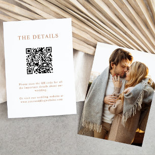 Simple Boho Text   Photo Wedding Details QR Code Enclosure Card