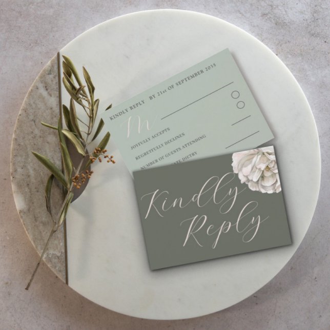Simple Boho Tropical Sage Vert Floral RSVP (Créateur téléchargé)