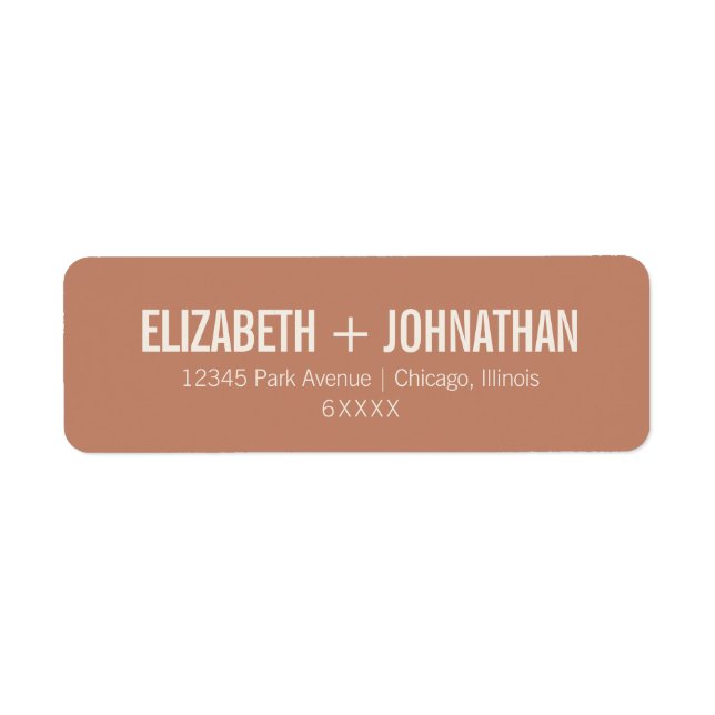 Simple Boho Typography Clay Wedding Address Label (Front)