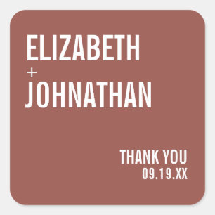Simple Boho Typography Wedding Square Sticker