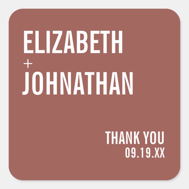 Simple Boho Typography Wedding Square Sticker (Front)