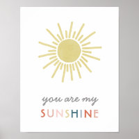 Simple Boho Watercolor Gold You Are My Sunshine