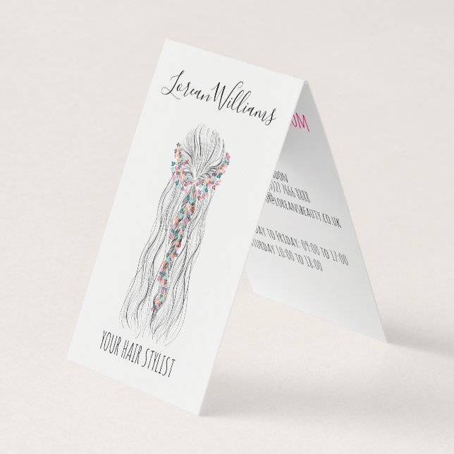 Simple Boho Wedding Hair Stylist Romantic Flower  Business Card (Front)