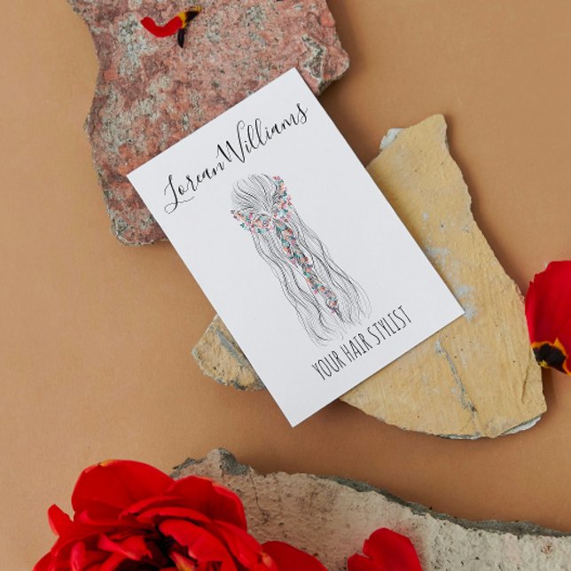 Simple Boho Wedding Hair Stylist Romantic Flower  Business Card (Creator Uploaded)