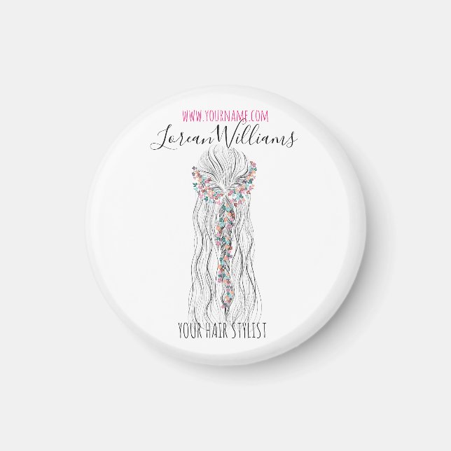 Simple Boho Wedding Hair Stylist Romantic Flower  Magnet (Front)