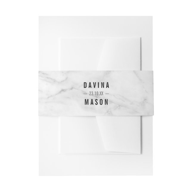SIMPLE BOHO WEDDING modern marble black grey Invitation Belly Band (Front Example)