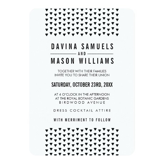 SIMPLE BOHO WEDDING modern triangle pattern black Card