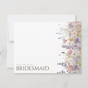 Simple Boho Wildflower Bridesmaid Proposal Card
