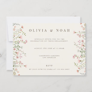 Simple Boho Wildflower Engagement Party Invitation