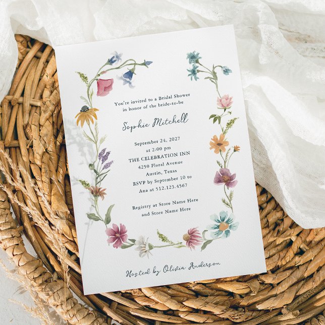 Simple Boho Wildflowers Wreath | Bridal Shower Invitation (Creator Uploaded)