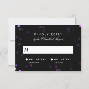 Simple Bokeh Glam Noir & Rose Wedding RSVP