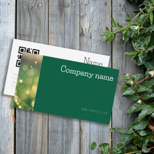 Simple bokeh grass photo QR green Business Card