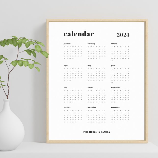SImple Bold | Black and White 2024 Calendar Poster (Creator Uploaded)