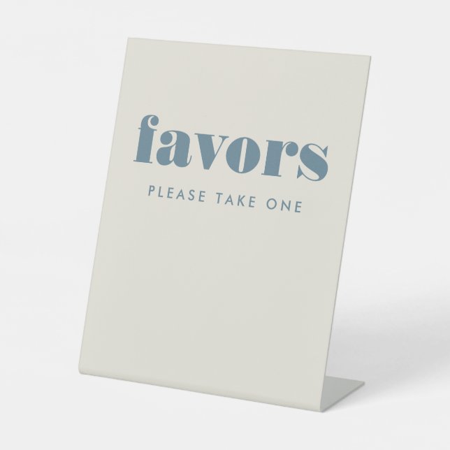 Simple Bold Blue Typography Table Wedding Favours Pedestal Sign (Front)