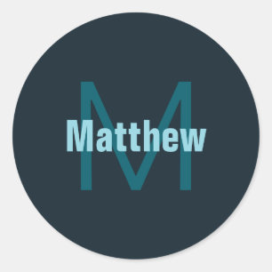 Simple Bold Customizable Monogrammed Name  Classic Round Sticker