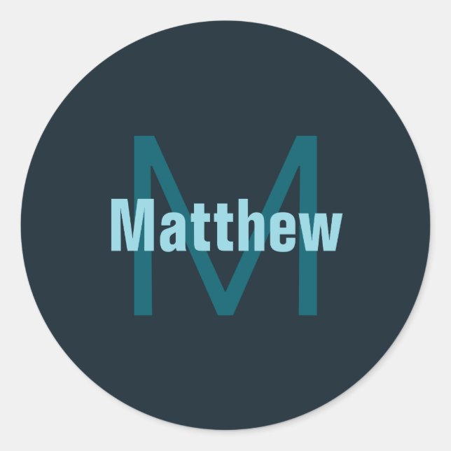 Simple Bold Customizable Monogrammed Name  Classic Round Sticker (Front)