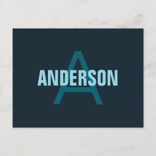 Simple Bold Customizable Monogrammed Name  Postcard