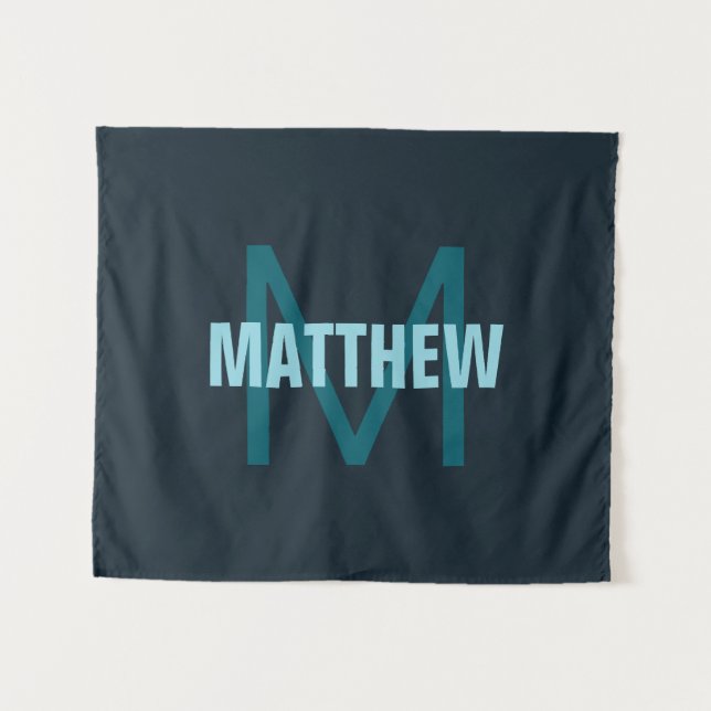 Simple Bold Customizable Monogrammed Name  Tapestry (Front (Horizontal))