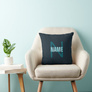 Simple Bold Customizable Monogrammed Name  Throw Pillow