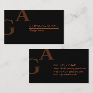 Simple Bold Deep Black Copper Modern Sophisticate  Business Card