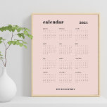 SImple Bold | Dusty Pink and Black 2024 Calendar Poster<br><div class="desc">Simple and bold. This 2024 calendar design features a modern set of fonts, a full 12 month year, against a dusty pink coloured background and black text. The template is available in a 8.5 x 11 inch size for easy printing at home or download as a phone screensaver. Customize to...</div>