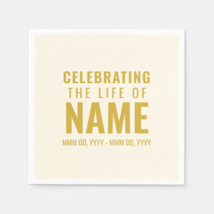 Simple Bold Elegant Ecru Gold Celebration of Life Napkin
