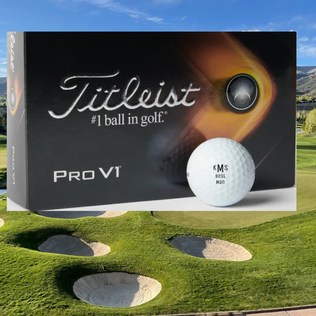 Simple Bold Font Best Man Monogram Titleist Pro V1 Golf Balls (Creator Uploaded)