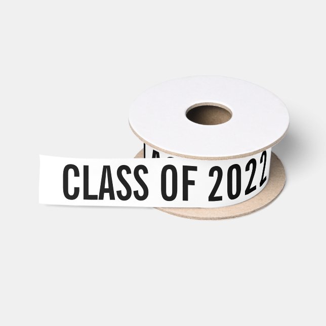 Simple Bold Graduate Class Of 2022 Typography Satin Ribbon (Spool)