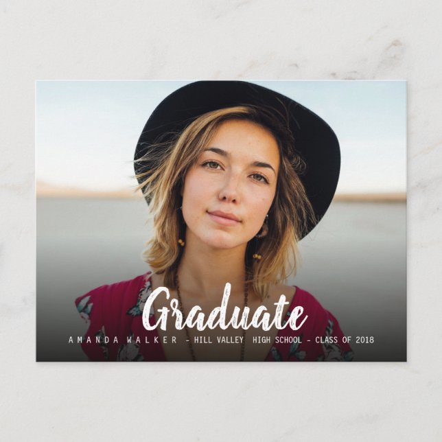 Simple Bold Graduation Typography Photo Invitation (Front)