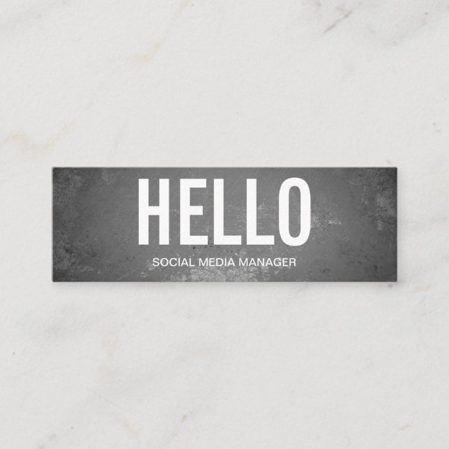 Simple Bold Hello Texture Mini Business Card (Front)