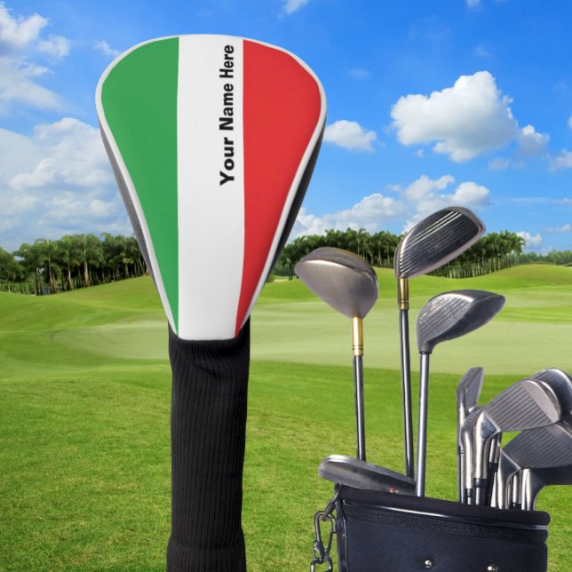 Simple Bold Italian Flag Personalized   Golf Head  Cover (Personalized Italian Flag Golf Club Cover, Flag of Italy, Italian Pride on the Golf Course)