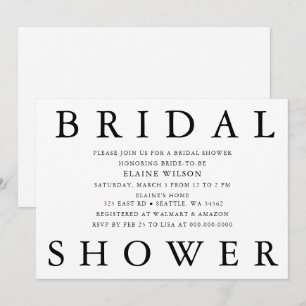 Simple Bold Letters Modern Bridal Shower Invitation