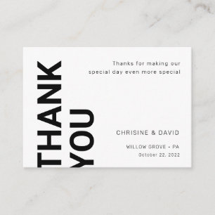 Simple bold letters Wedding white Thank you card