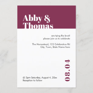 Simple Bold Modern Minimalist Red Burgundy Wedding Invitation