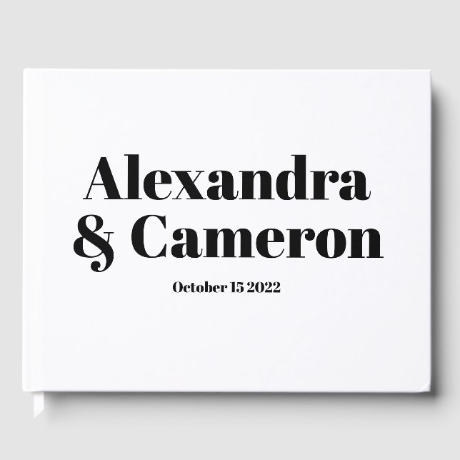 Simple Bold Modern Personalized Wedding Guest Book (Front)