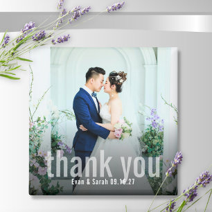 Simple Bold Moderne Merci Mariage Magnet photo