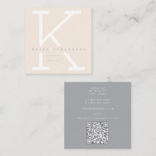 Simple Bold Monogram Modern Minimalist Stylist Square Business Card
