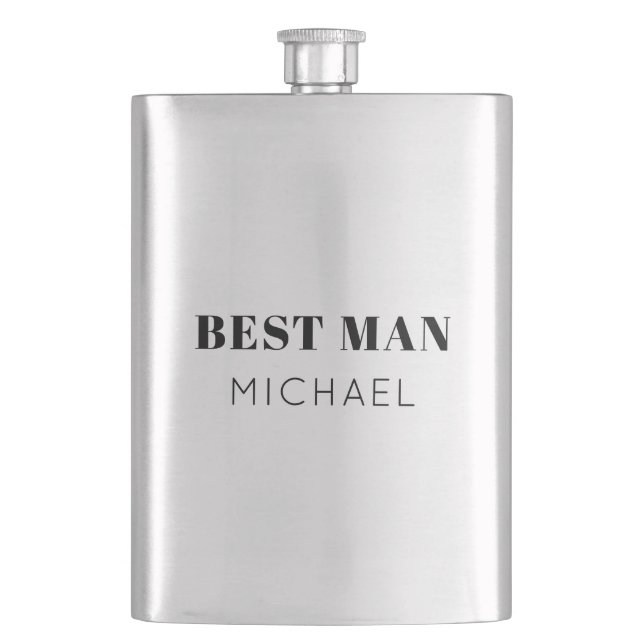 Simple Bold Personalized Best Man Gift Drink Hip Hip Flask (Front)