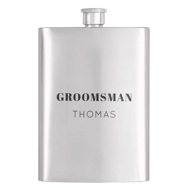 Simple Bold Personalized Groomsman Gift Drink Hip Flask (Front)