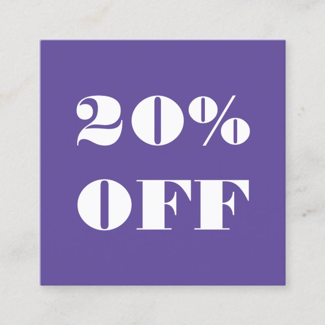 Simple bold purple / violet minimalist modern discount card (Front)