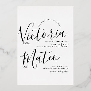 Simple Bold Script Typography Black White Wedding 