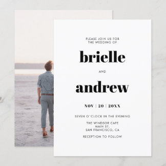 Simple Bold Serif Photo Wedding Invitation