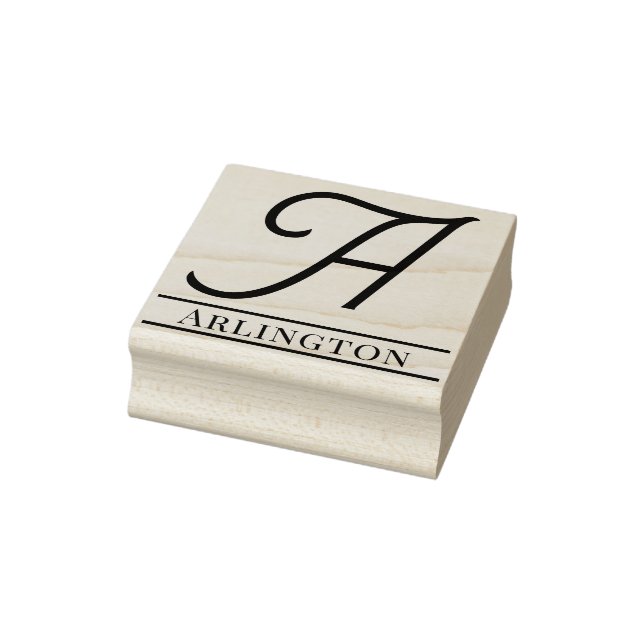 Simple Bold Single Initial Monogram Name #12 Rubber Stamp (Stamp)